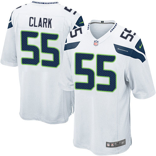 Men's Game Frank Clark Nike Jersey White Road - #55 NFL Seattle Seahawks